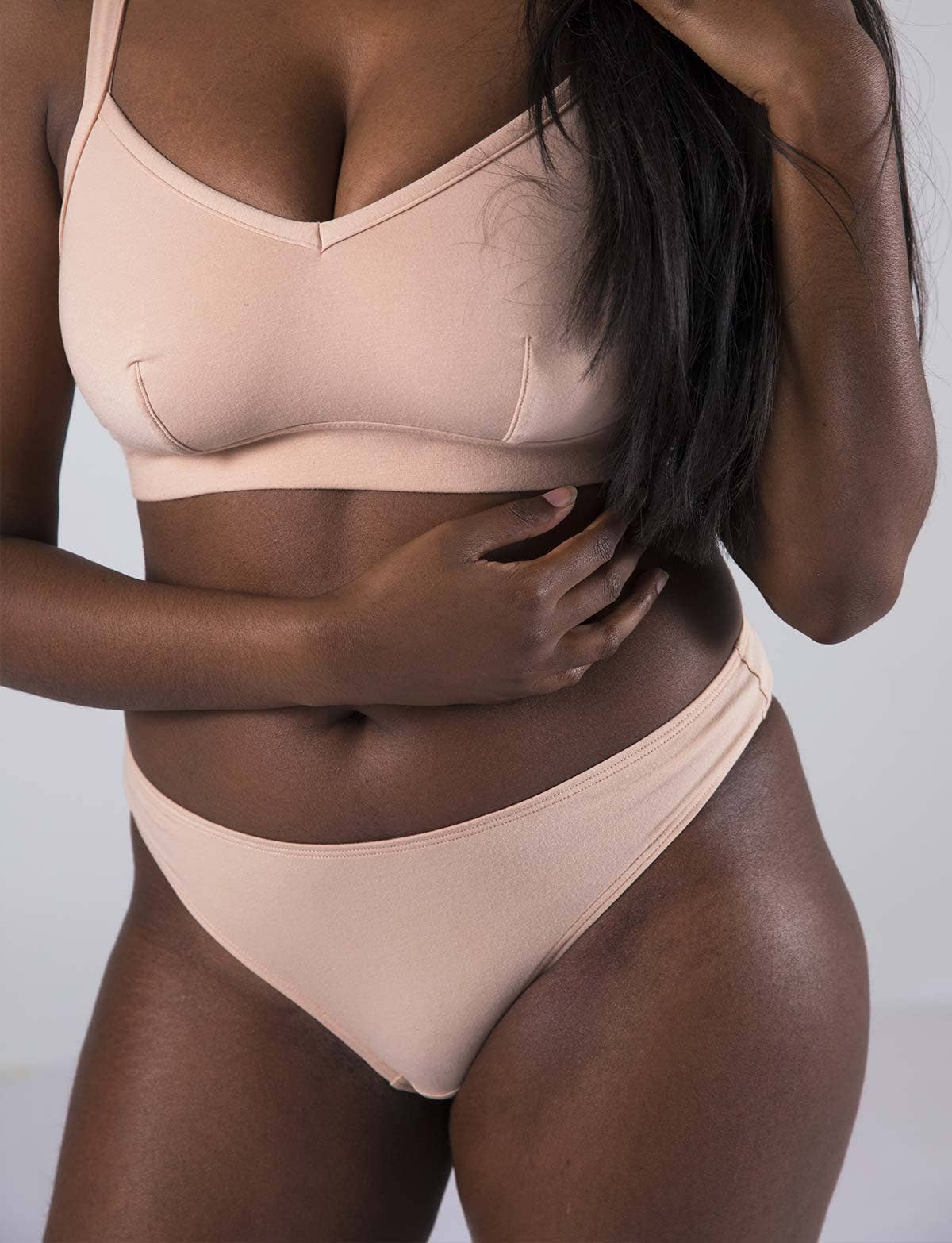 Mina Storm - Venta al por mayor Ropa interior - Mujer - Tanga Maya de algodón orgánico - Nude-Sable3