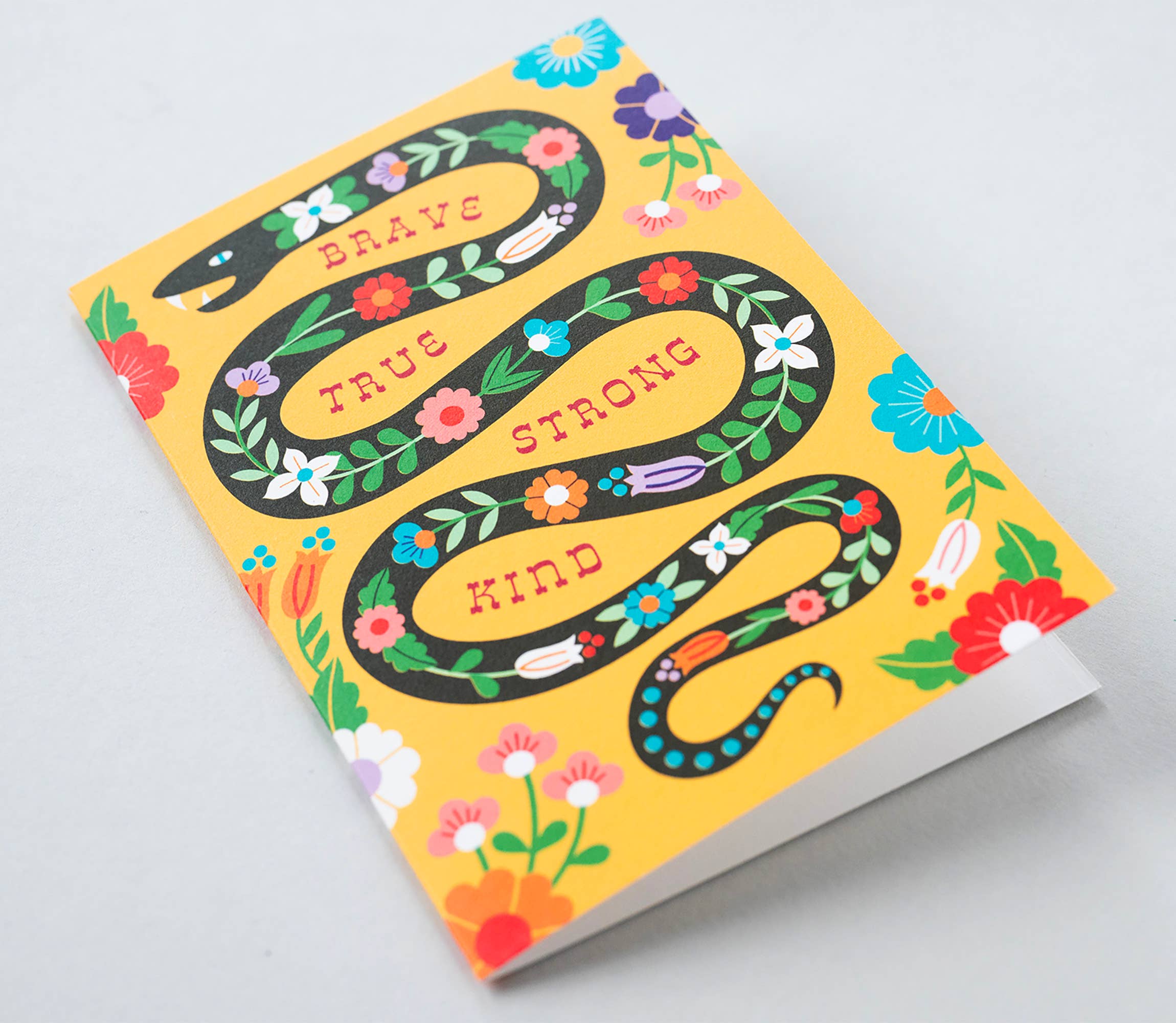 Maggie Magoo Designs - Wholesale Everyday Greeting Card - Greetings card - Brave Snake, yellow card1