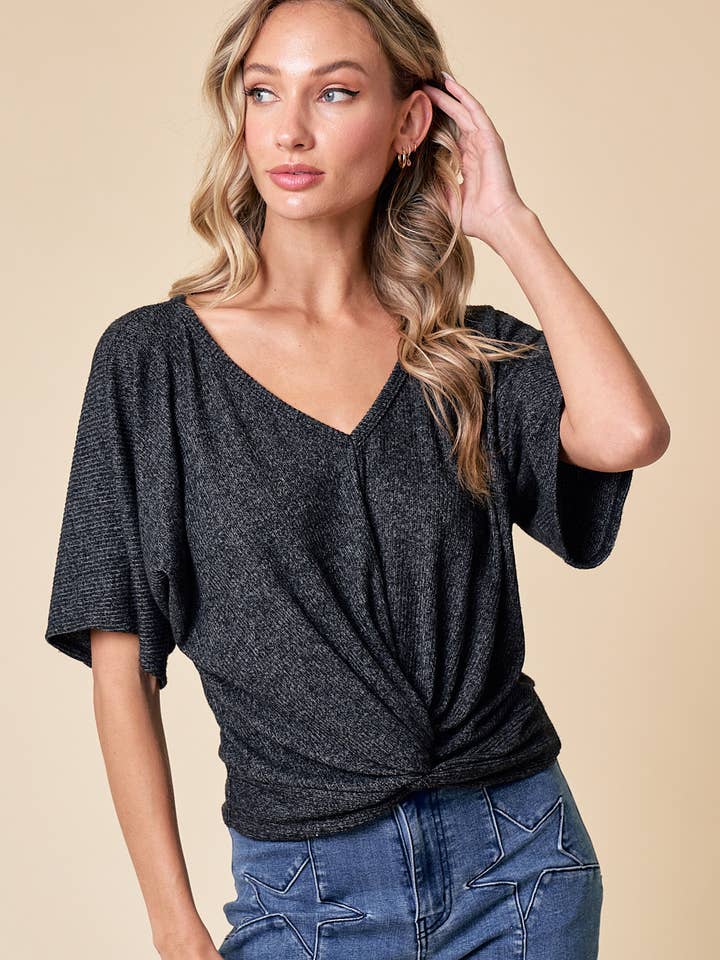 Saints & Hearts – Top de malha - Mulher por atacado – ST3833A TOP FRONTAL TORCIDO CASUAL LUZ1