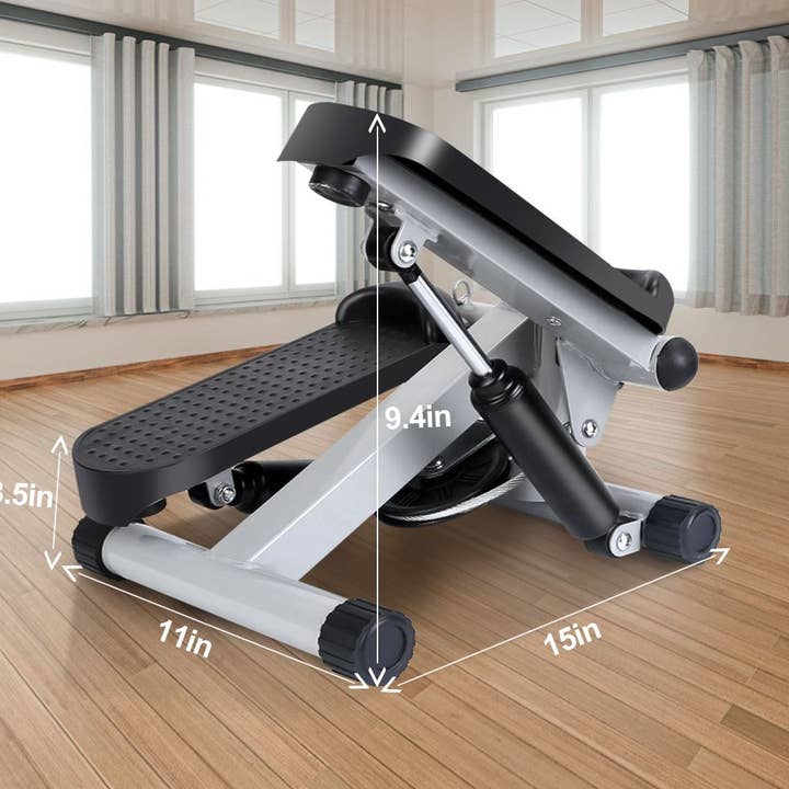 Grey Stepper for Exercise Mini Fitness Stepper with 2 Resistance Bands LCD Monitor Max 330.7LBS Load Stair Stepper Quiet Stepper for wholesale on Faire0