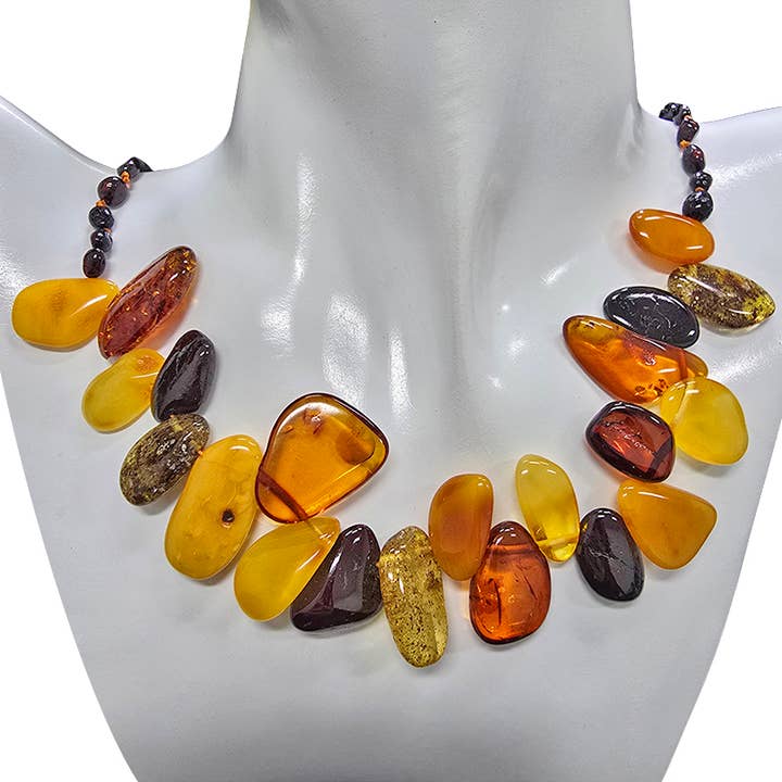 Multi-Color Amber Cleopatra Style Necklace for wholesale by Amberman