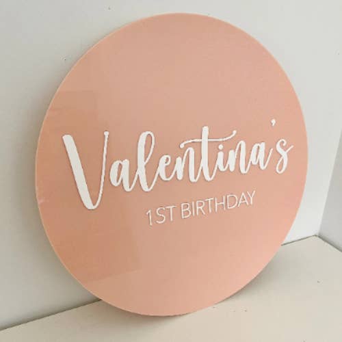 Birthday sign | 1st birthday acrylic sign | event signage | Peach for wholesale by Lavender Co Creative