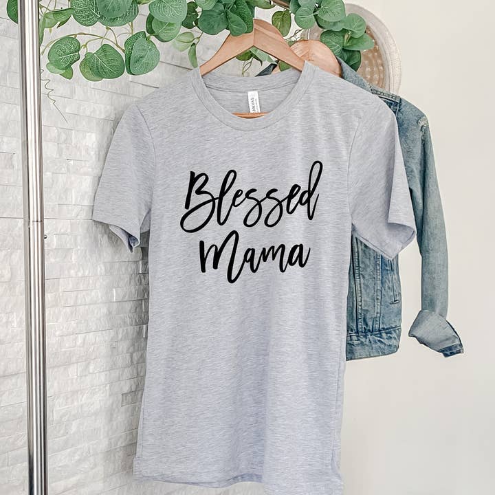 Zoe Creative Co - Wholesale Screen Printed T-Shirt - Women's - Blessed Mama Shirt Mom Life T-Shirt Mother's Day Mommy Tee14