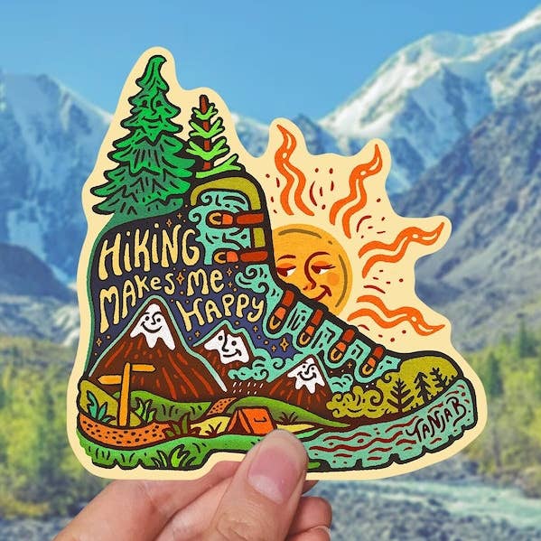 SeeknRevel - Wholesale Sticker - Hiking Makes Me Happy - Sticker0