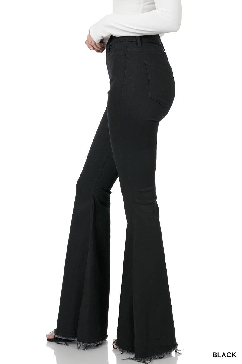 BLACK  `.SI-22450 High-rise Super flare Denim pants for wholesale on Faire2
