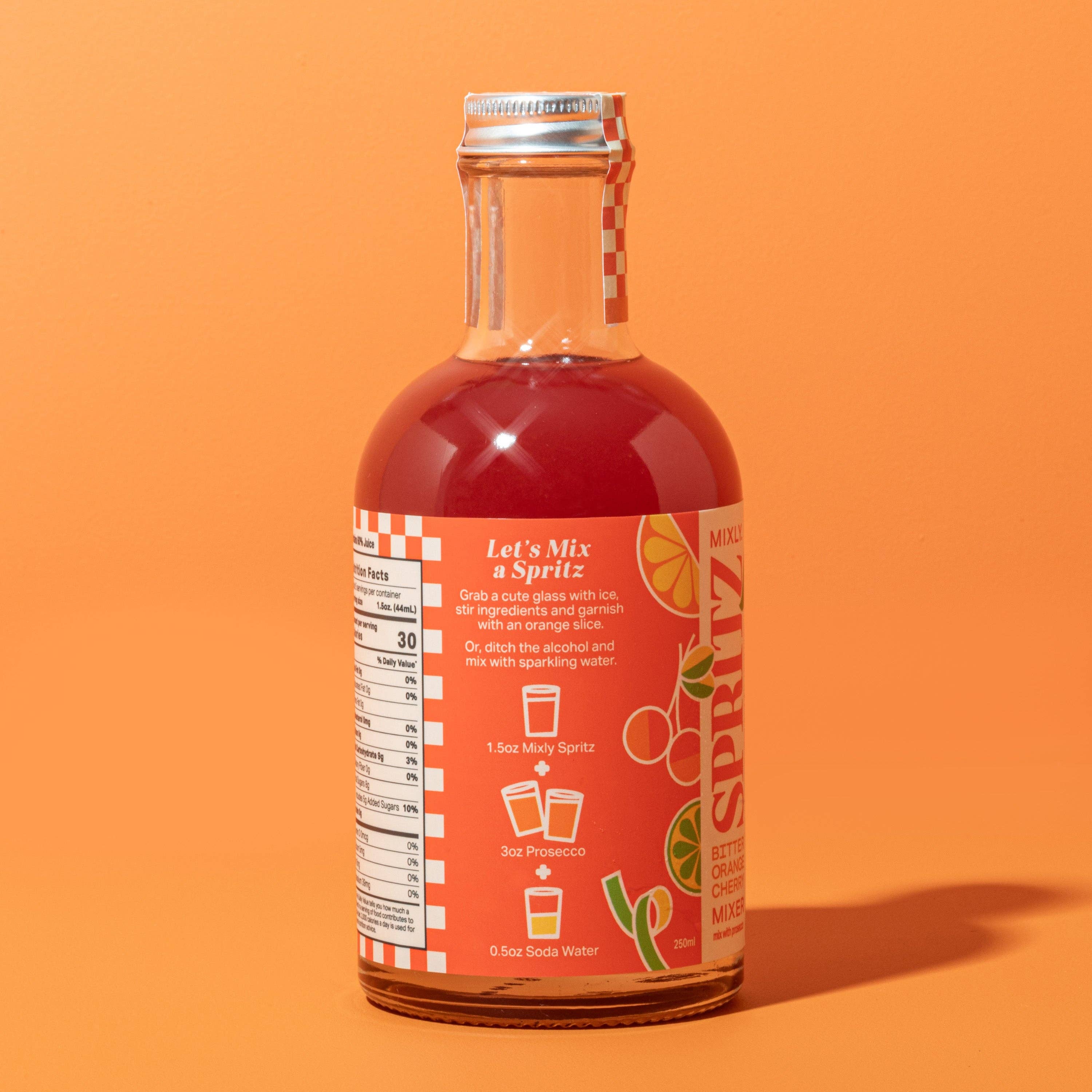 Mixly - Vente Mélange/sirop pour cocktails - Mélangeur de cocktail ou mocktail Spritz Cerise Orange Amère 250ml3