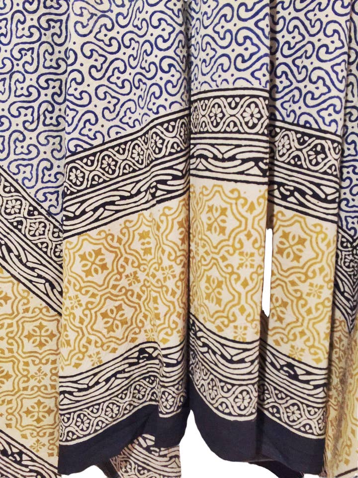 Plaid Bagru en coton petit -Otra Cosa -Noir/marine/écru/doré -5 pour la vente par OTRACOSA