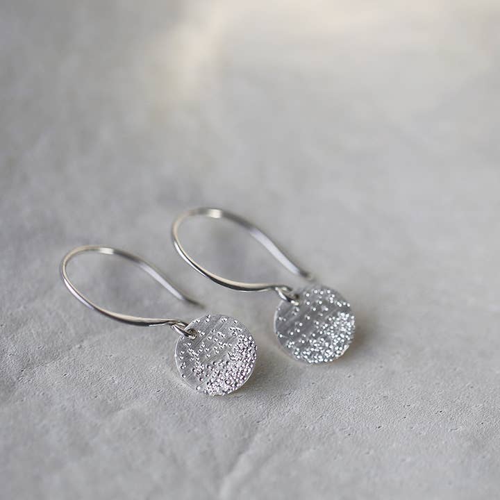 Christina Kober Designs - Wholesale Dangle Earrings - COIN EARRINGS diamond dusted | drop circle dangle earrings2