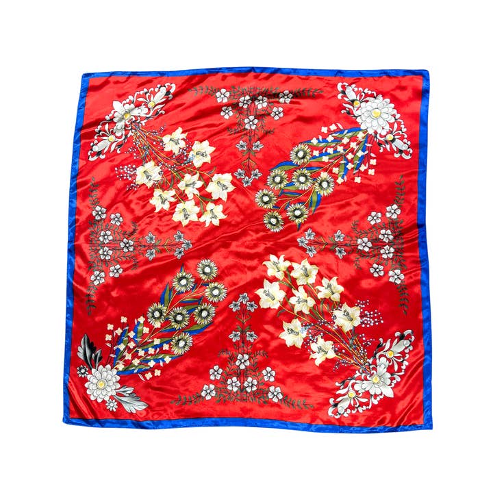 Lili Scarves - Wholesale Scarf - Women's - Multi-floral Pattern Silk Touch Square Scarf