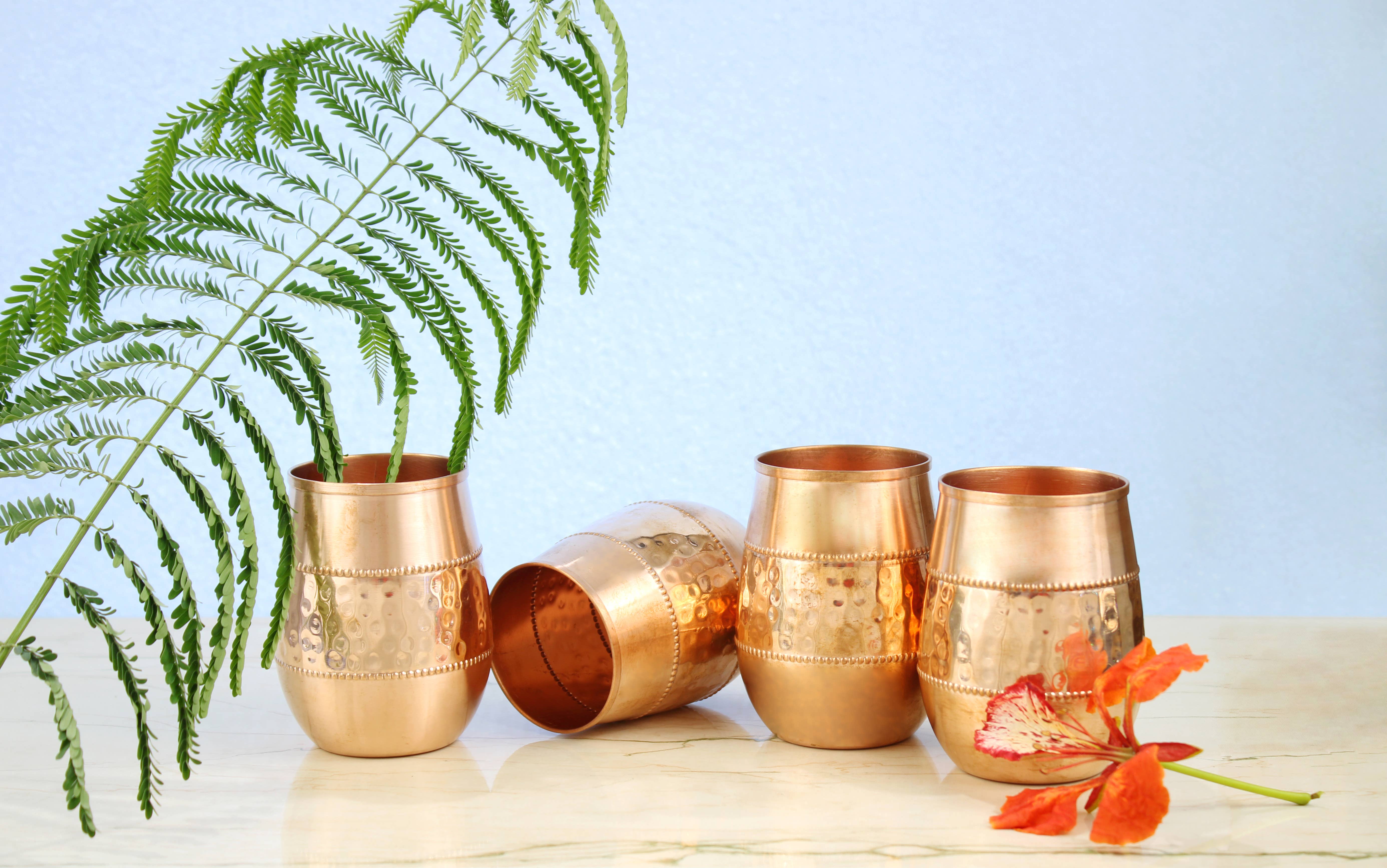 El'Cobre-Ecozonelifestyle – Großhandel Trinkglas/Tasse – Mid-Sequence Kupfer-Gläser-Set mit 4 Gläsern5