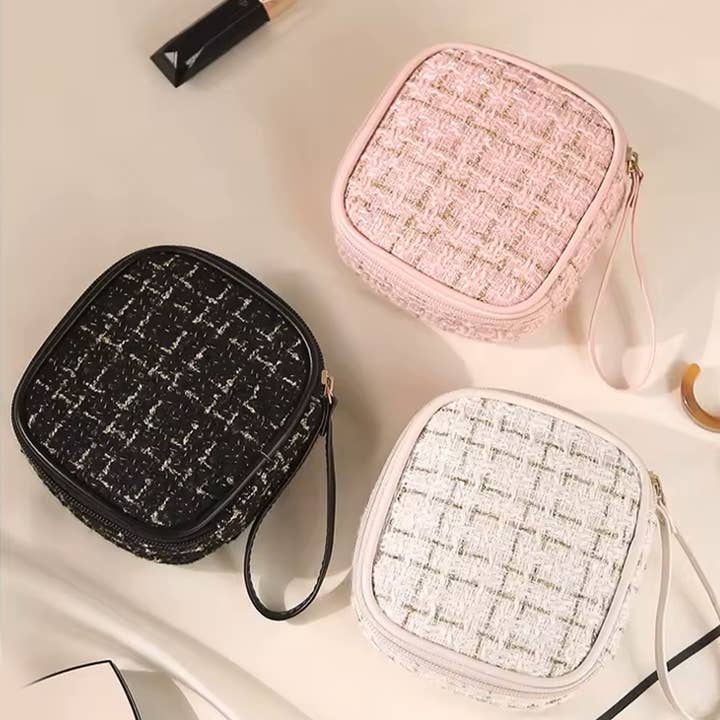 Fashion City - Wholesale Makeup/Cosmetic Bag - Houndstooth Pattern Cosmetic Travel Bag