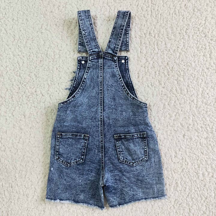 Aier Wholesale - Wholesale Overalls - Kids - Baby girls cow western denim summer shorts overalls1