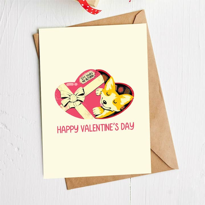 Big Moods - Wholesale Valentine's Day Card - "Happy Valentine's Day" Dog Heart Chocolate Box Card