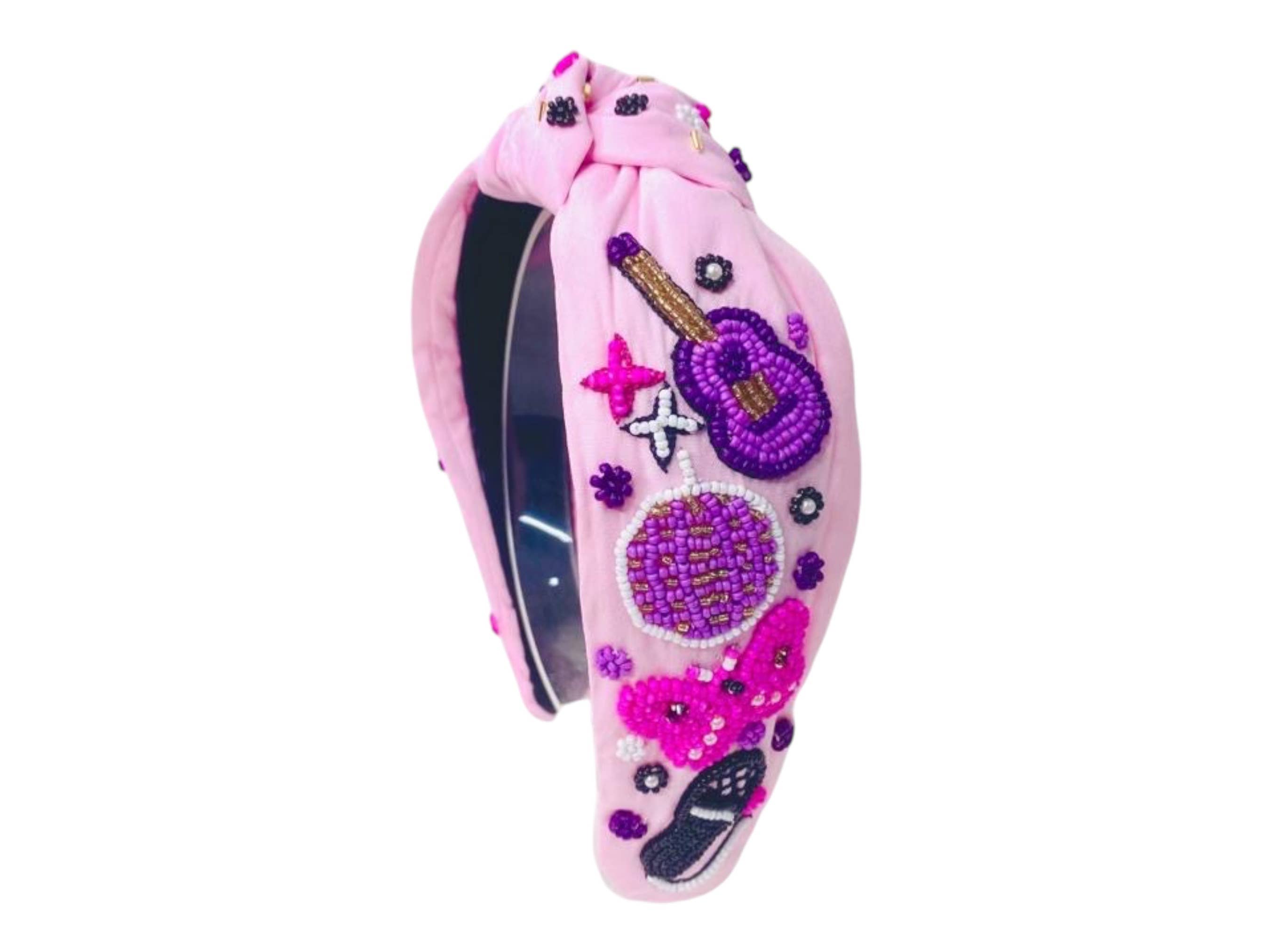 Golden Lily - Wholesale Fashion Headband - Women's - Swiftie Headband - Pink with Guitar, Disco Ball, Butterflies
