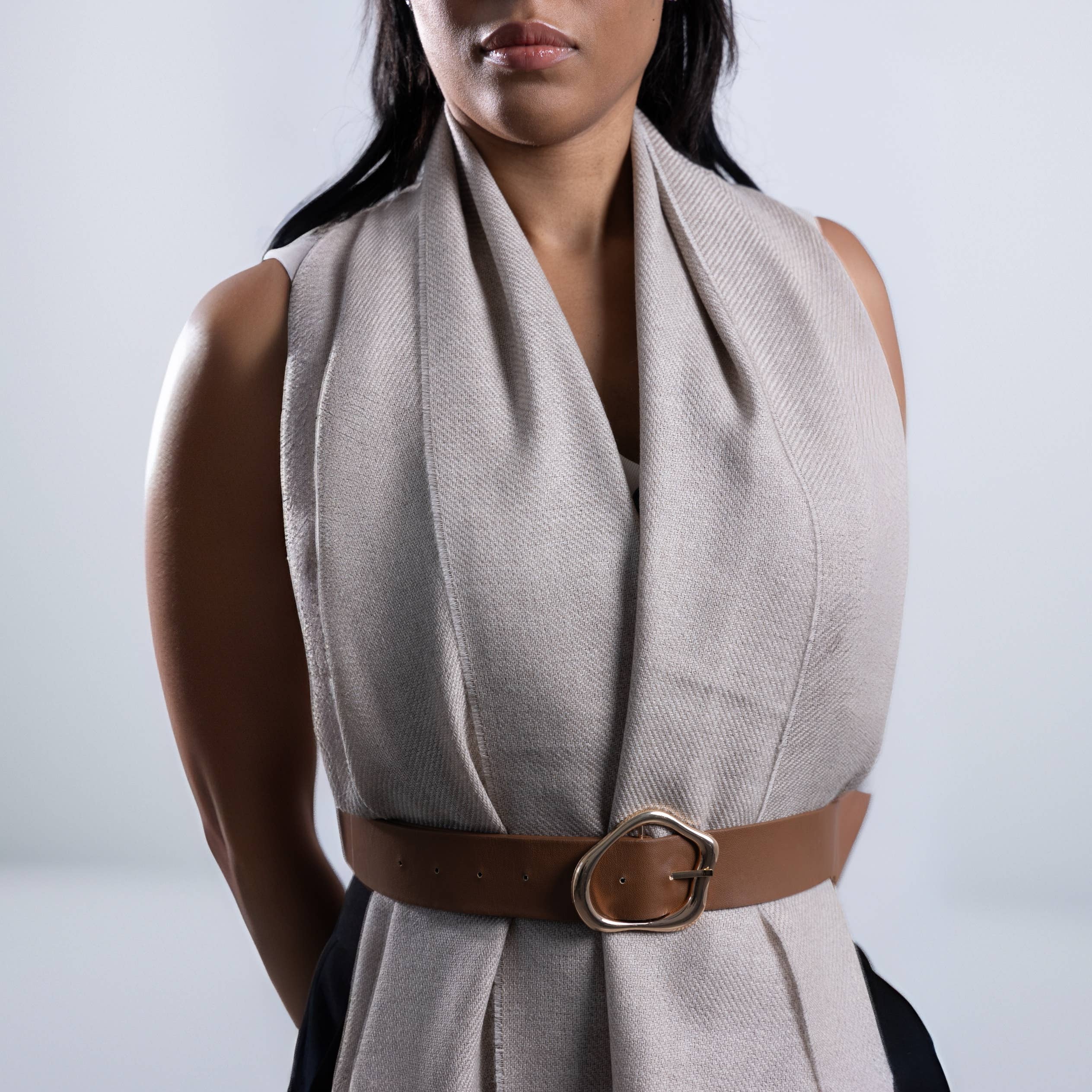 Pashmisy - Wholesale Wrap - Women's - Lightweight Wool Shawl in Oatmeal Brown4