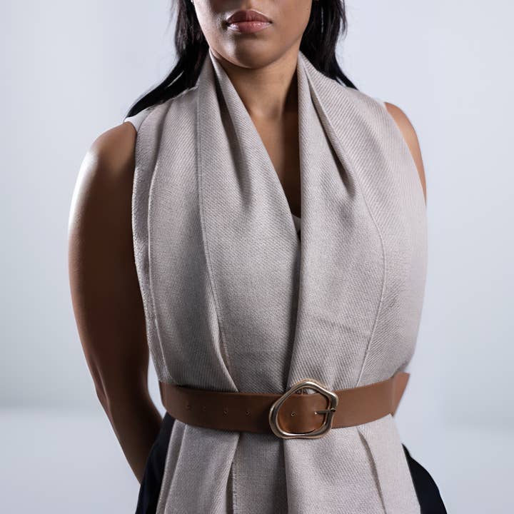 Pashmisy - Wholesale Wrap - Women's - Lightweight Wool Shawl in Oatmeal Brown4