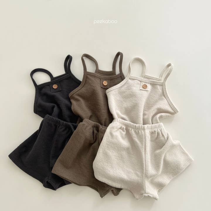 Neutral Color Kids Toddler Cotton Tank Top & Shorts PJ Set for wholesale by peekaboo