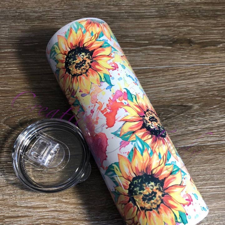 Watercolor Sunflower Tumbler for wholesale by Creations by Trudy