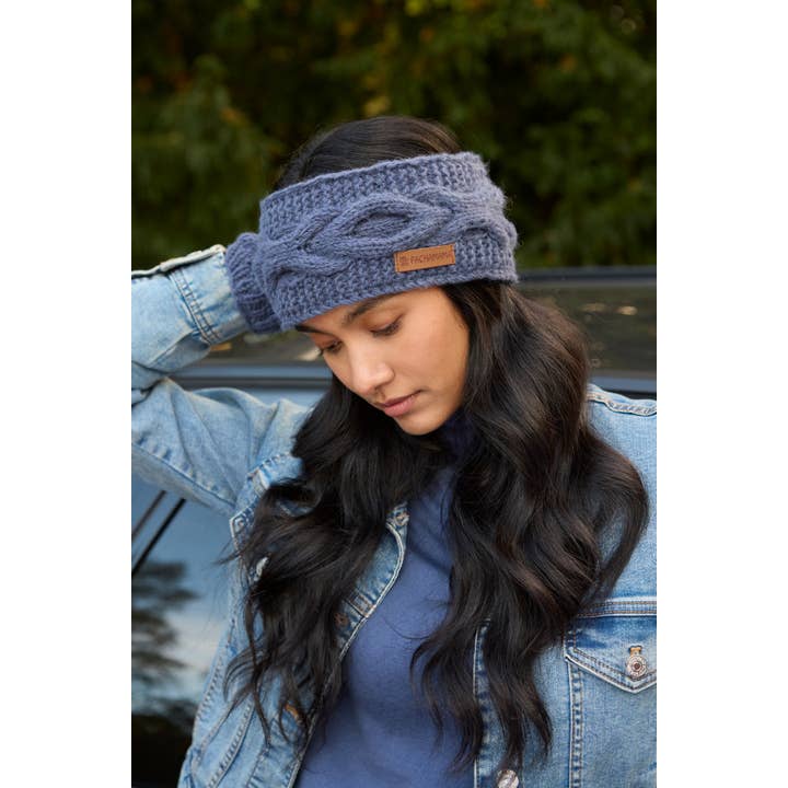 Jeans Chamonix - Cable Knit Blue Wool Winter Ear Warmer Headband for wholesale on Faire5
