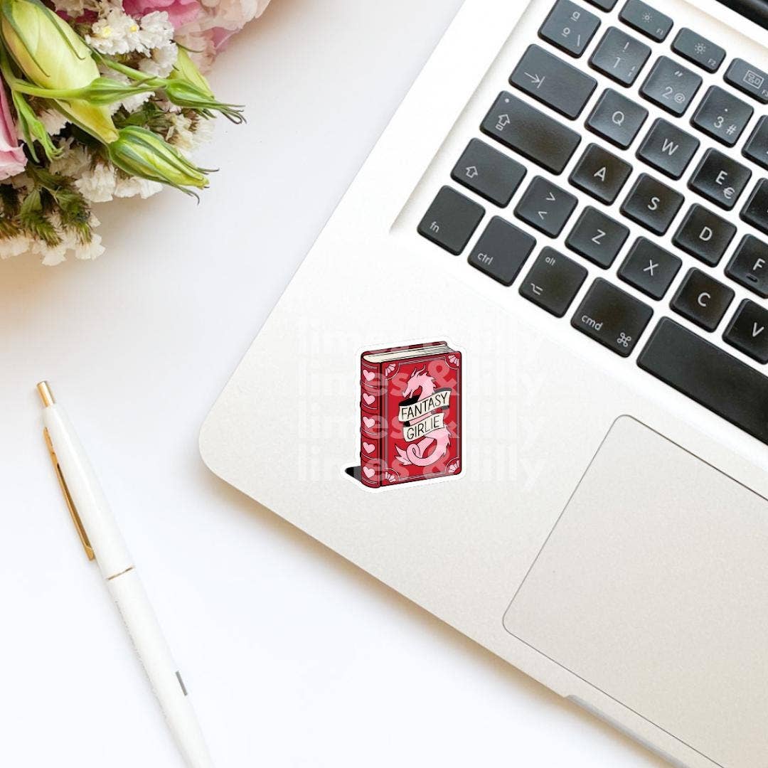 Limes & Lilly - Vente Autocollant - Autocollant en vinyle Livre de dragon Fantasy Girlie1