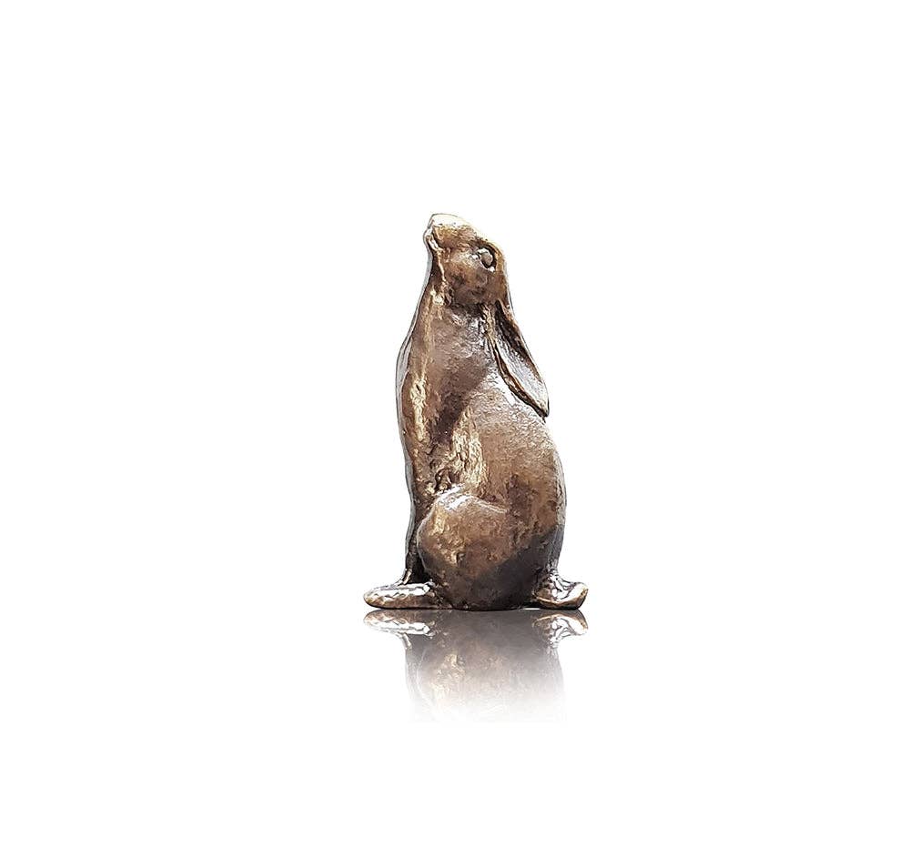 Richard Cooper Bronze - Venta al por mayor Figura decorativa - Miniatura de bronce Butler & Peach con forma de liebre y luna contemplando la luna (2080)1