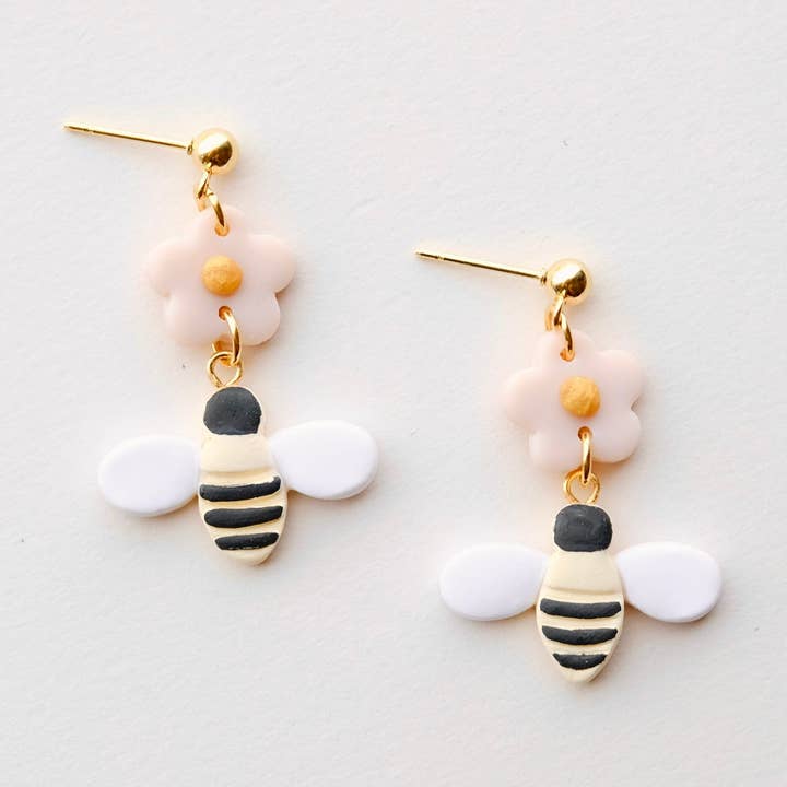 Valley + Vetiver - Wholesale Dangle Earrings - Bee Blossom Bug Clay Earrings0