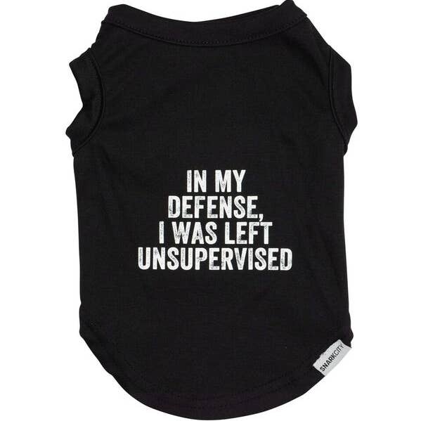 "In My Defense" Pet Tee for wholesale by SNARK CITY