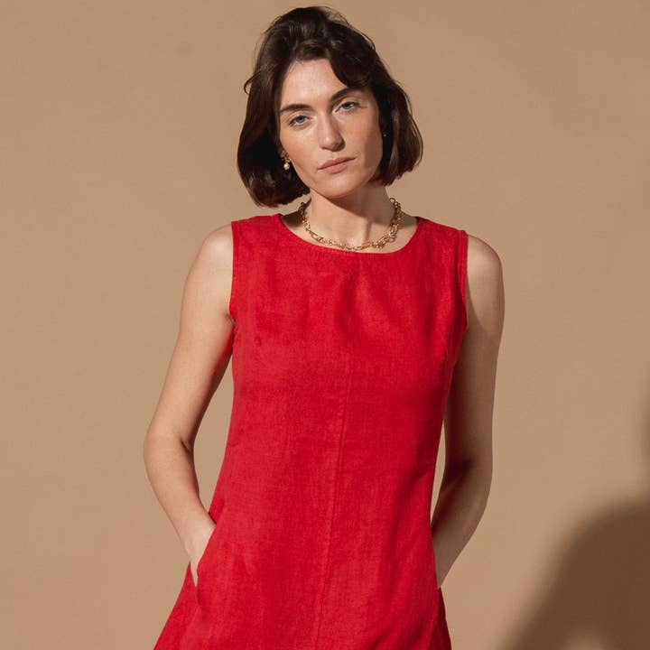 Robe en lin sans manches Alicia pour la vente par Tilley & Grace