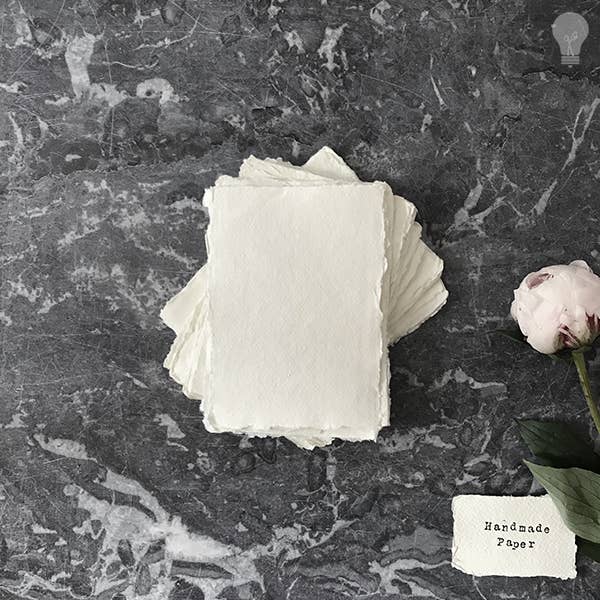 The Natural Paper Company - Wholesale Stationery/Notecard Set - Handmade Card White - 320 gsm | Recycled Cotton Rag