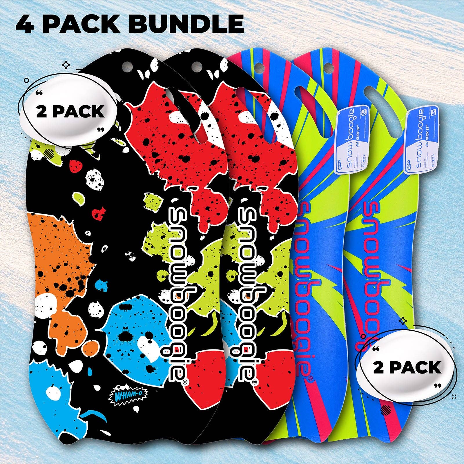 Sixale - Wholesale Sporting Accessories - Wham-O Snowboogie Snow Sled - 37" Single Rider Roll Up Air Slick Winter Sled (Graffiti/Line pattern)14