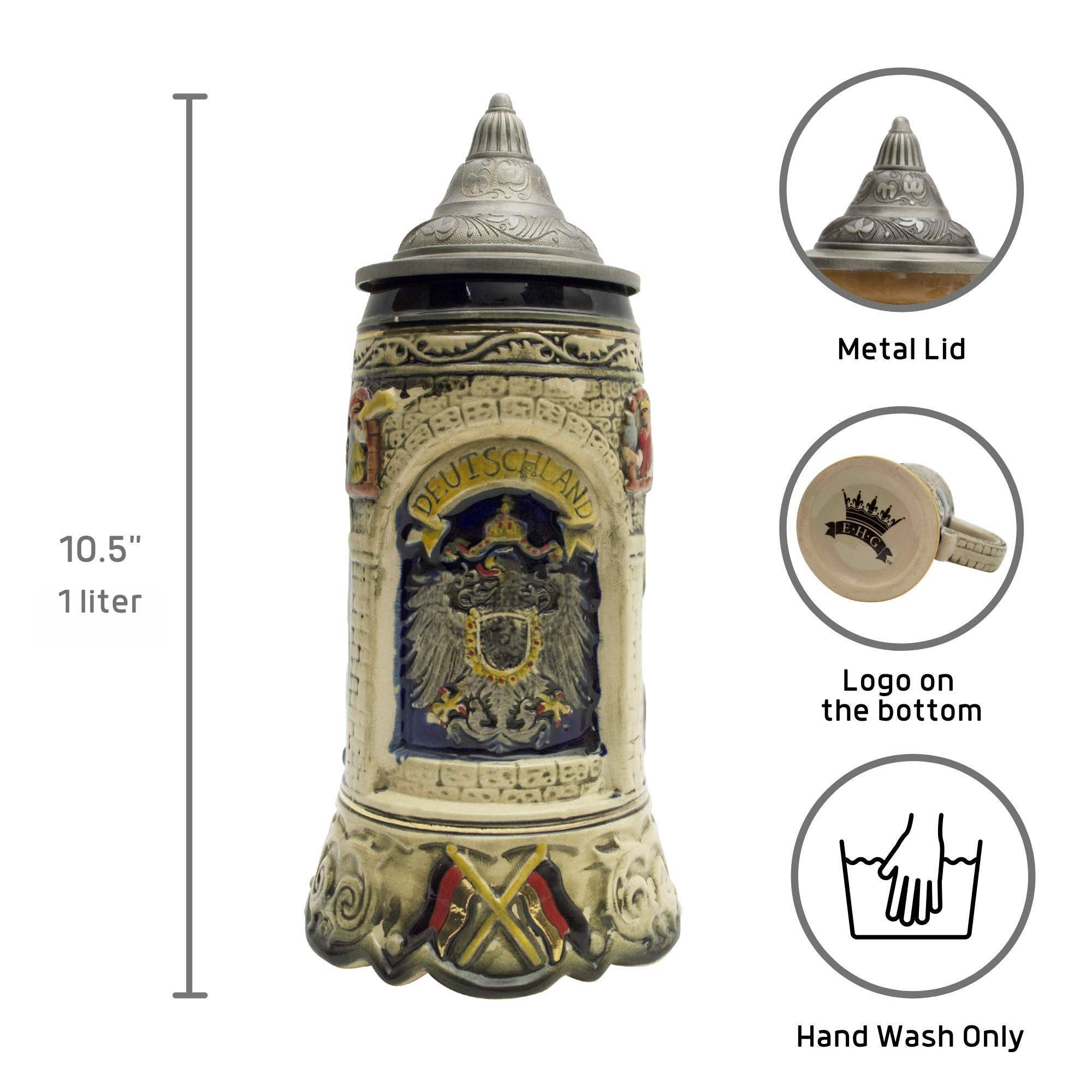 European Heritage Gifts - Wholesale Beer Glass/Mug - Scenic Deutschland Engraved Collectible German Beer Stein2