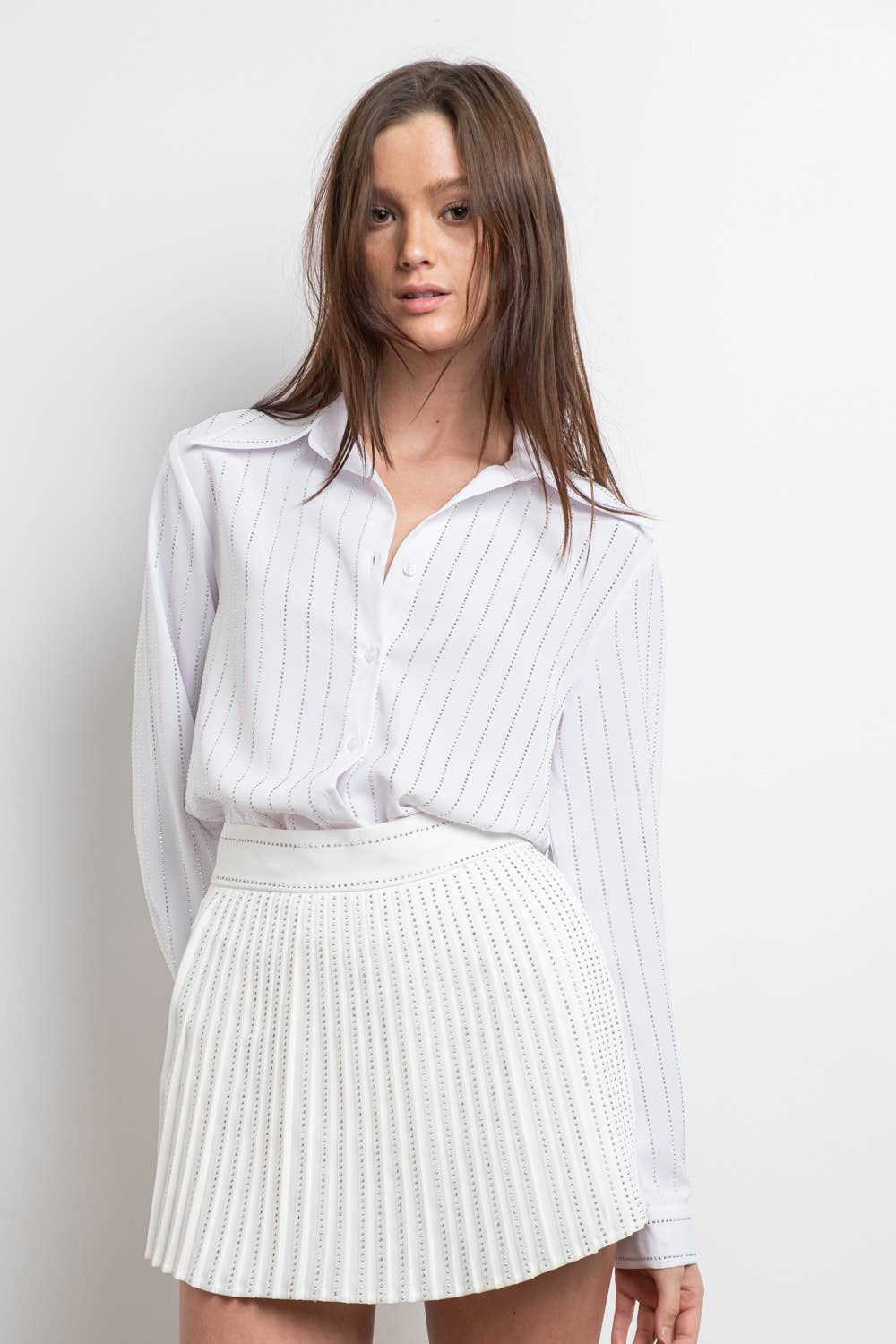 KIWI - Vente Jupe-short – femme - IP2480- Jupe plissée en strass2