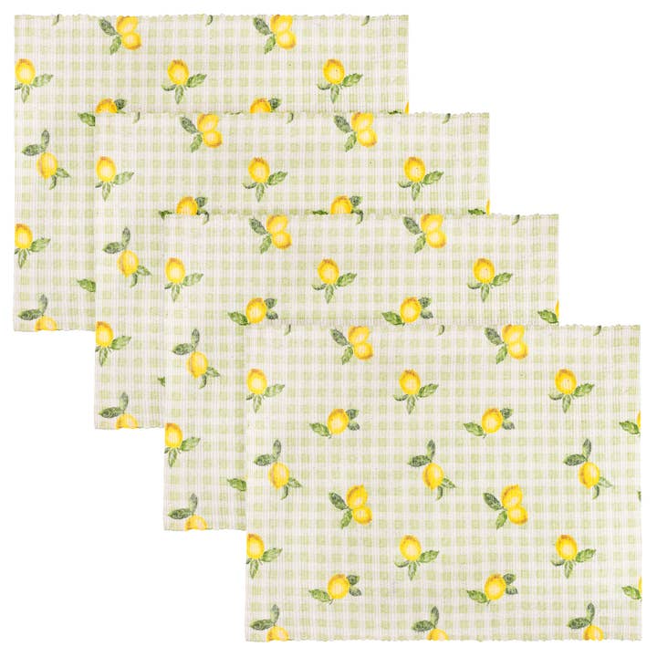 Fruits Citrons Lot de 4 Sets de Table Intérieur/Extérieur Sauge pour la vente par Riva Home