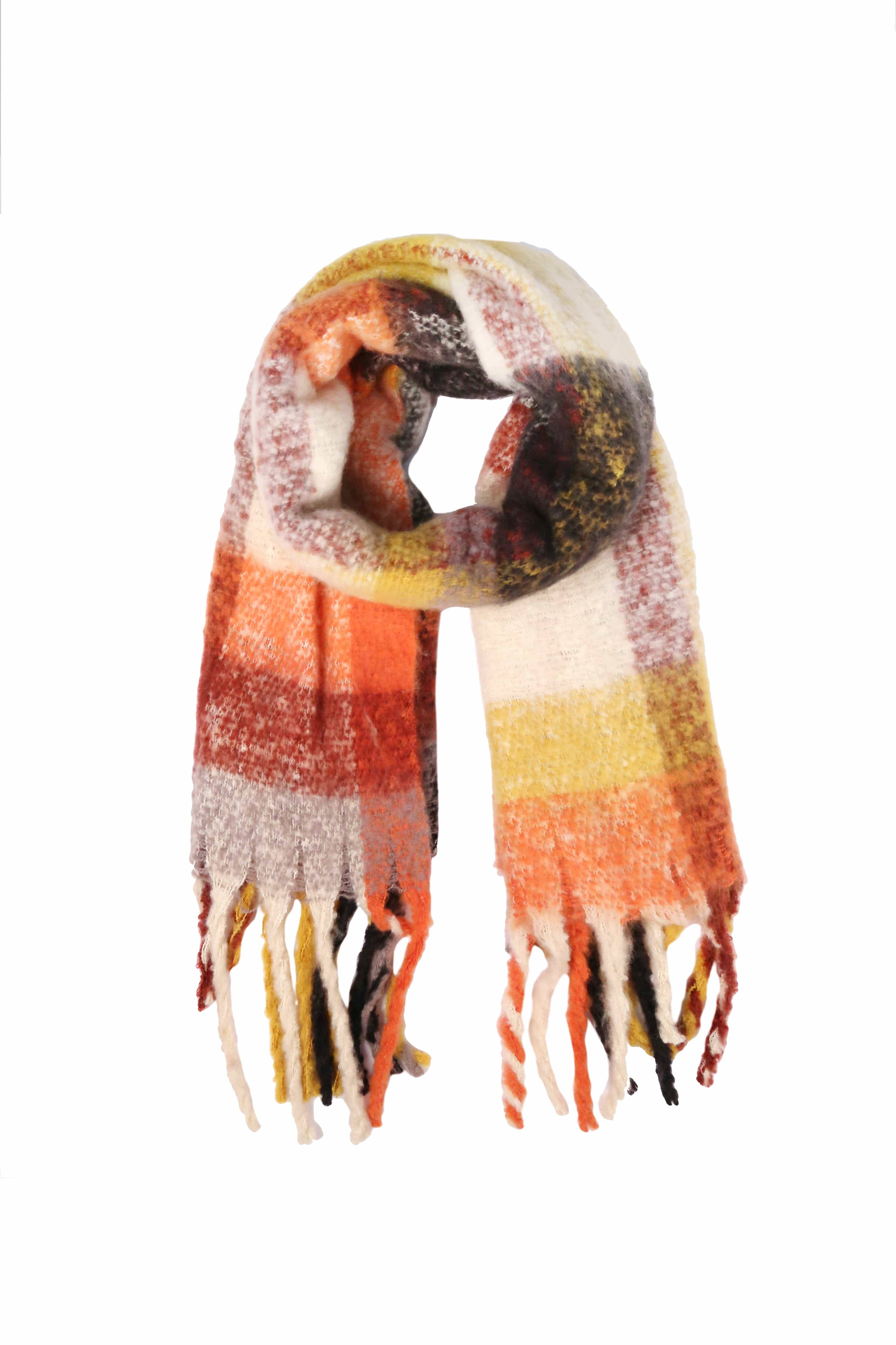 MiMi Wholesale - Wholesale Scarf - Women's - BCL120111 Plaid Cozy Scarf With Fringe3