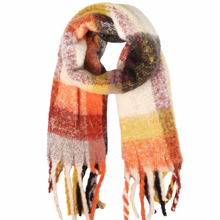 MiMi Wholesale - Wholesale Scarf - Women's - BCL120111 Plaid Cozy Scarf With Fringe3