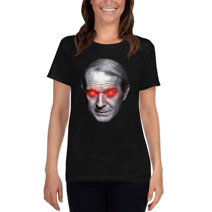 The Philosopher's Shirt - Wholesale Screen Printed T-Shirt - Women's - Gilles Deleuze with Laser Eyes - Women's Loose Crew Neck T-S