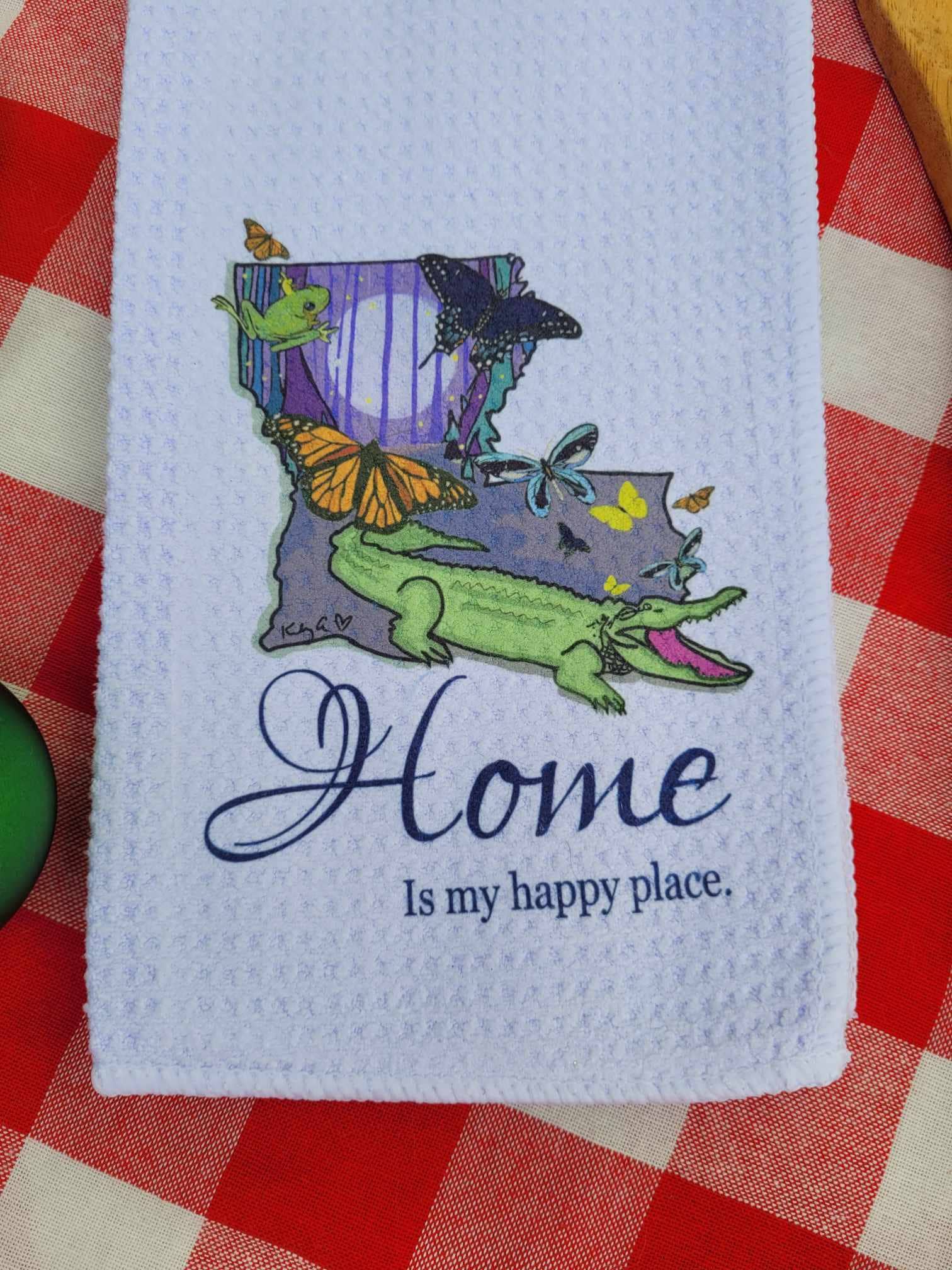 Kelly Airhart Studios - Wholesale Tea Towel - Louisiana Tea Towel. Home is My Happy Place.4