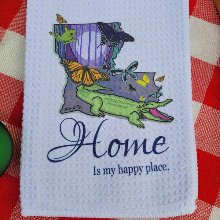 Kelly Airhart Studios - Wholesale Tea Towel - Louisiana Tea Towel. Home is My Happy Place.4