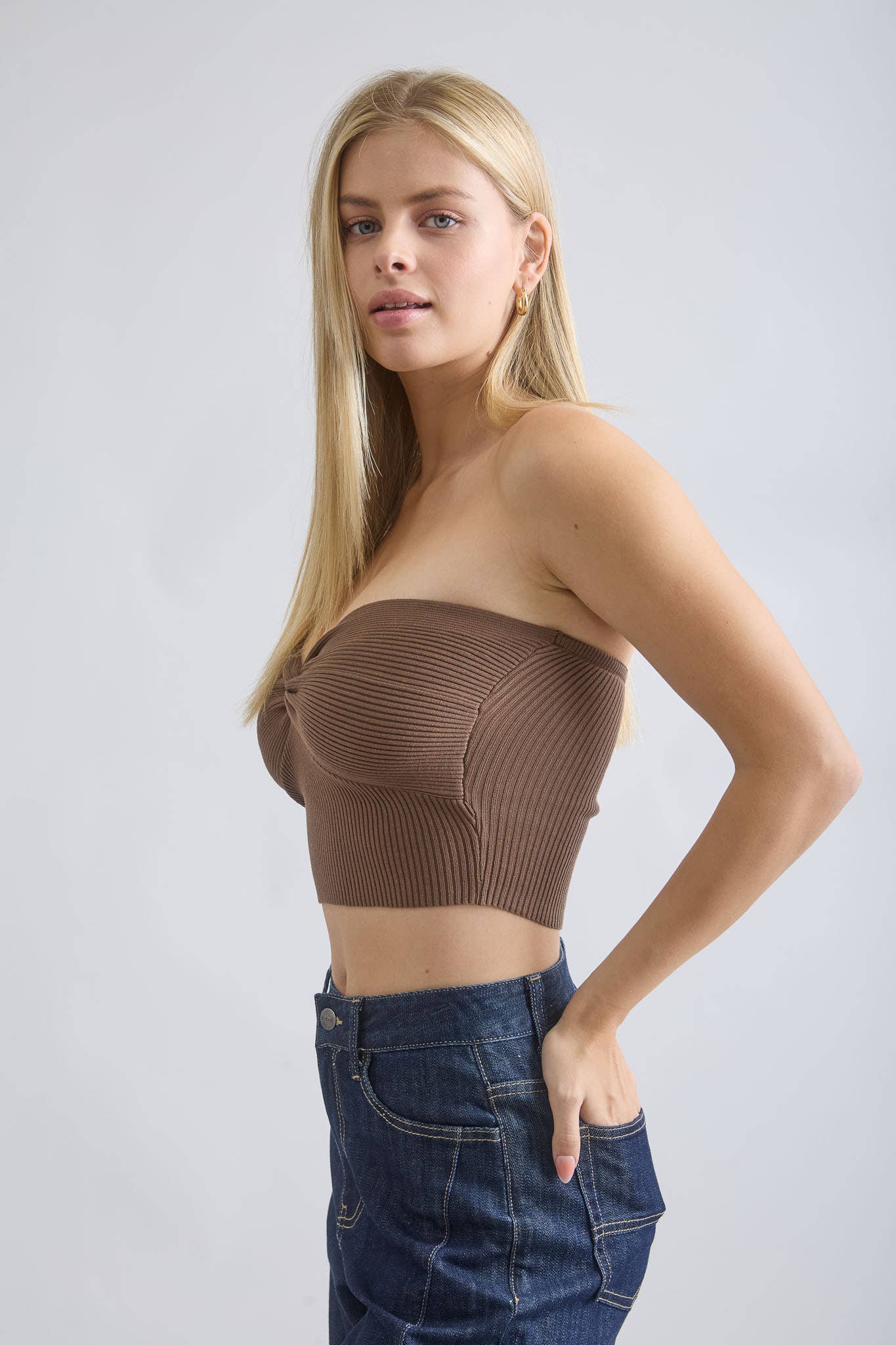 The Workshop Studio - Wholesale Knit Top - Women's - STRAPLESS TWIST FRONT KNIT CROP TOP (PRE-ORDER)19