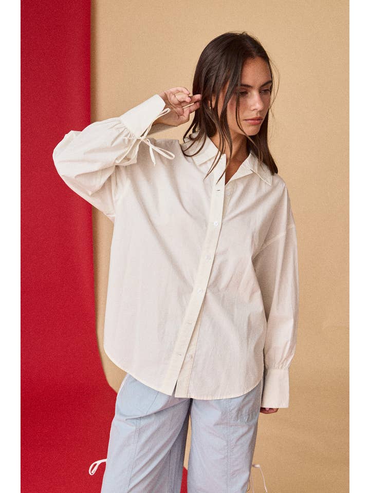 Papermoon - Wholesale Shirt - Women's - PT51052 - Oversized Button-Down Shirt - Cream3