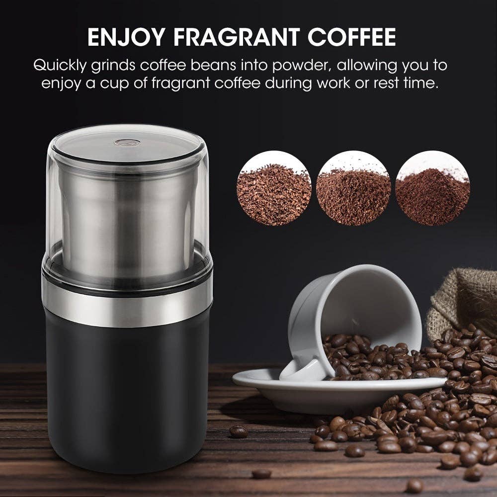 Black 1pc Automatic Grinder; Detachable Washable Design Garlic Herbal Grain Spice Grinder; Electric Coffee Bean Grinders for wholesale on Faire3