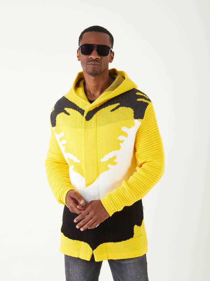 Maglioni lunghi sfumati neri da uomo | Felpa con cappuccio per la vendita all'ingrosso da parte di Suslo Couture