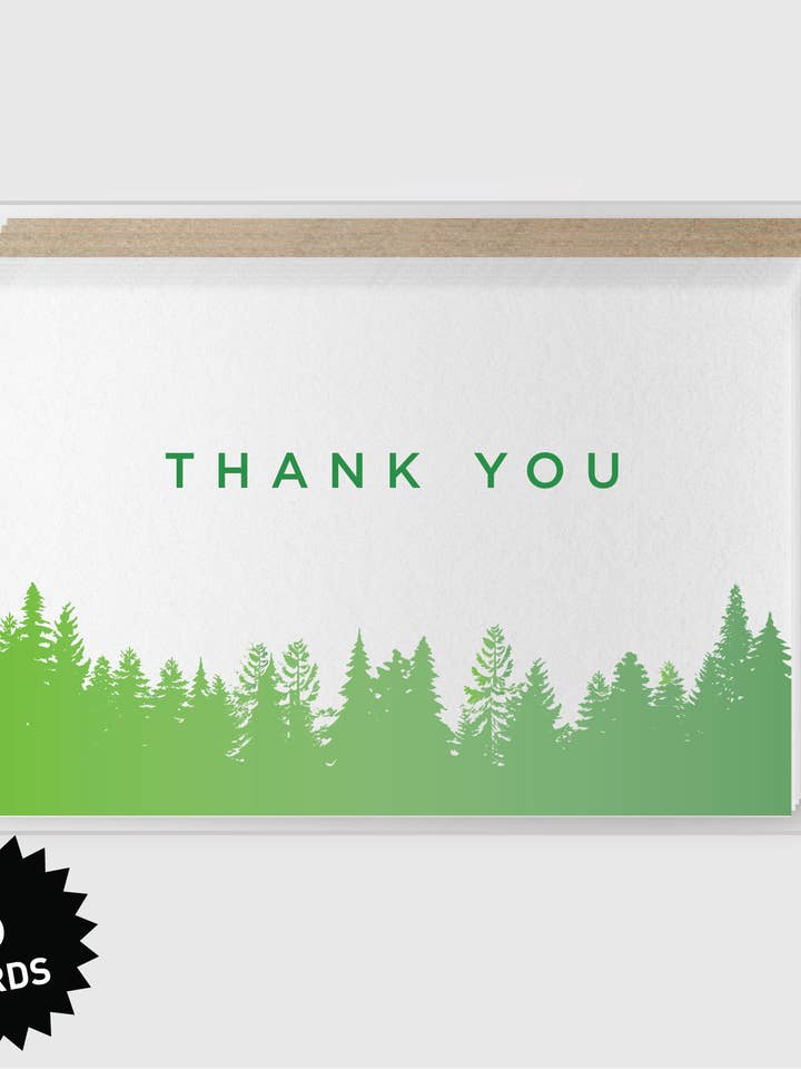 Box uppsättning 6 - tack Split bläck träd hälsningskort för wholesale av Pike Street Press