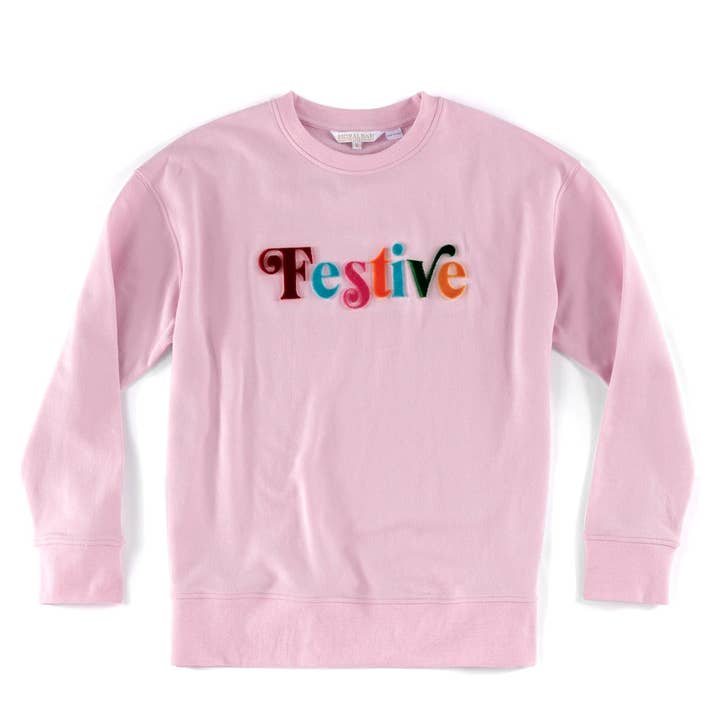"FESTIVE" SWEATSHIRT, BLUSH for wholesale by Shiraleah