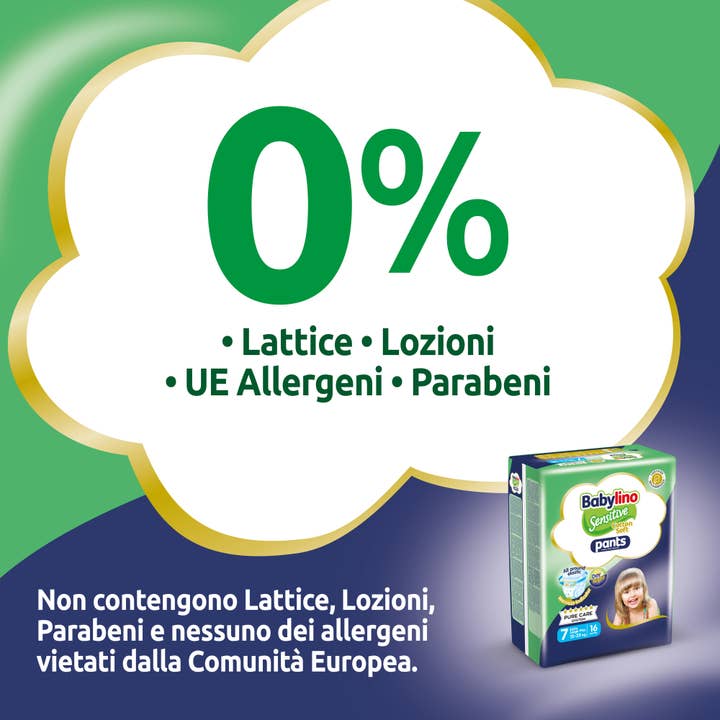 Babylino - Vendita all'ingrosso Pannolino (non in tessuto) - Neonati - Babylino Sensitive Cotton Soft, Pannolino Mutandina Taglia 7, 16 Unità