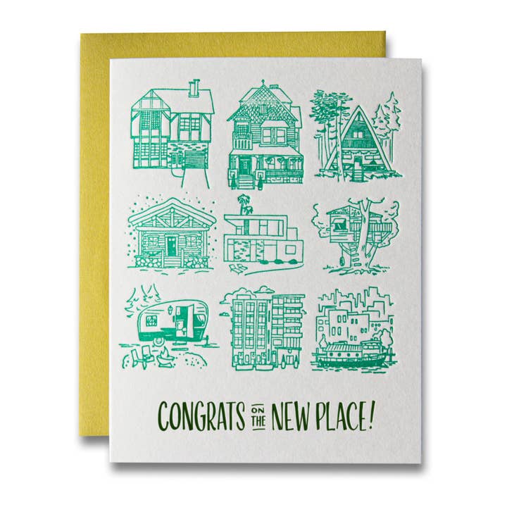 Ladyfingers Letterpress - Wholesale Congratulations Card - Congrats on the New Place, New Home Letterpress Card