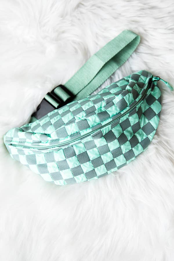 1st Allie - Wholesale Belt Bag - Women's - Checkered Nylon Crossbody Fanny Pack Bum Bag3