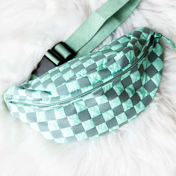 1st Allie - Wholesale Belt Bag - Women's - Checkered Nylon Crossbody Fanny Pack Bum Bag3