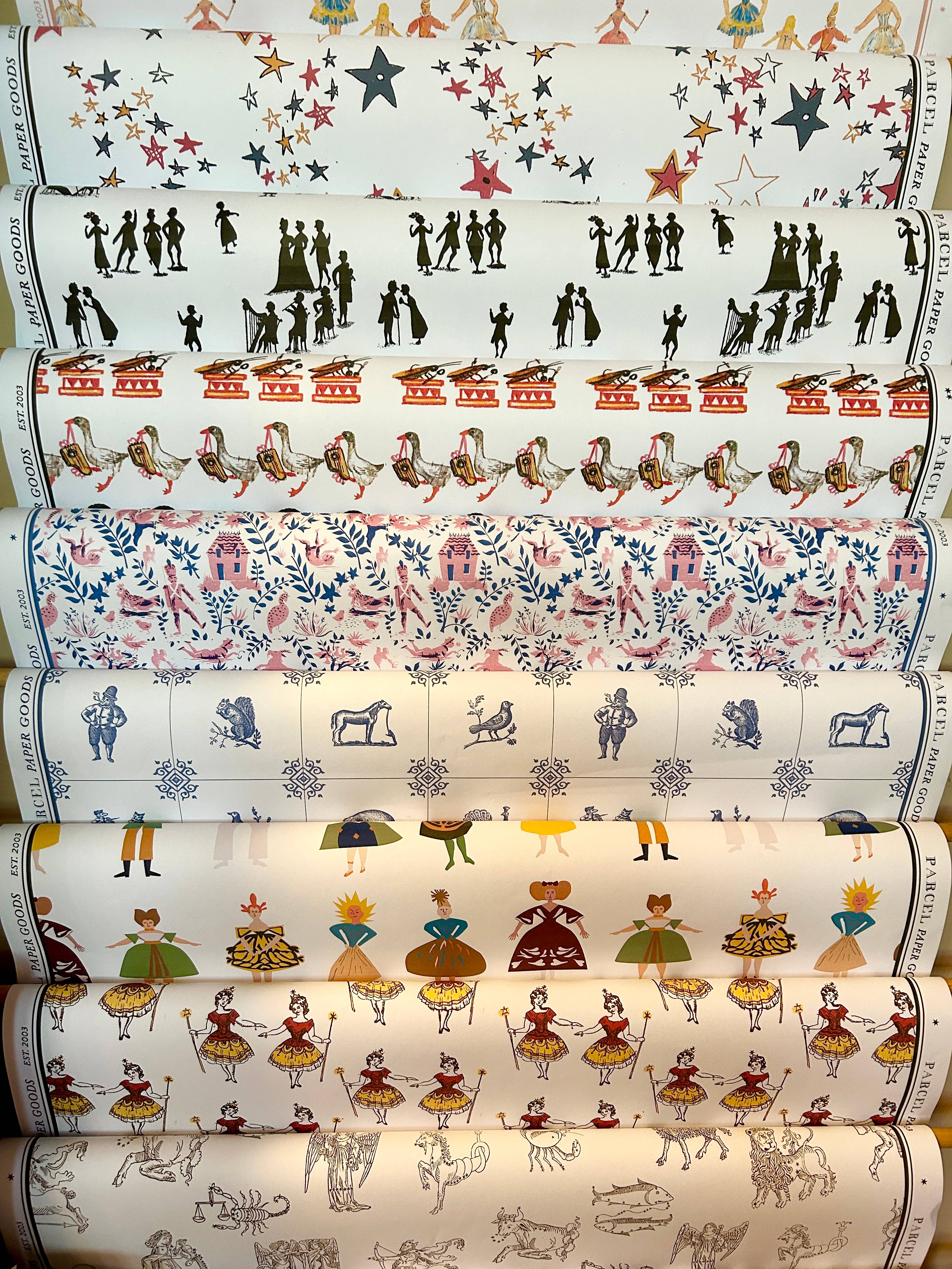 Parcel - Wholesale Flat Wrap - Parcel Artisan Wrapping Paper, French Storybook Blue & Red2