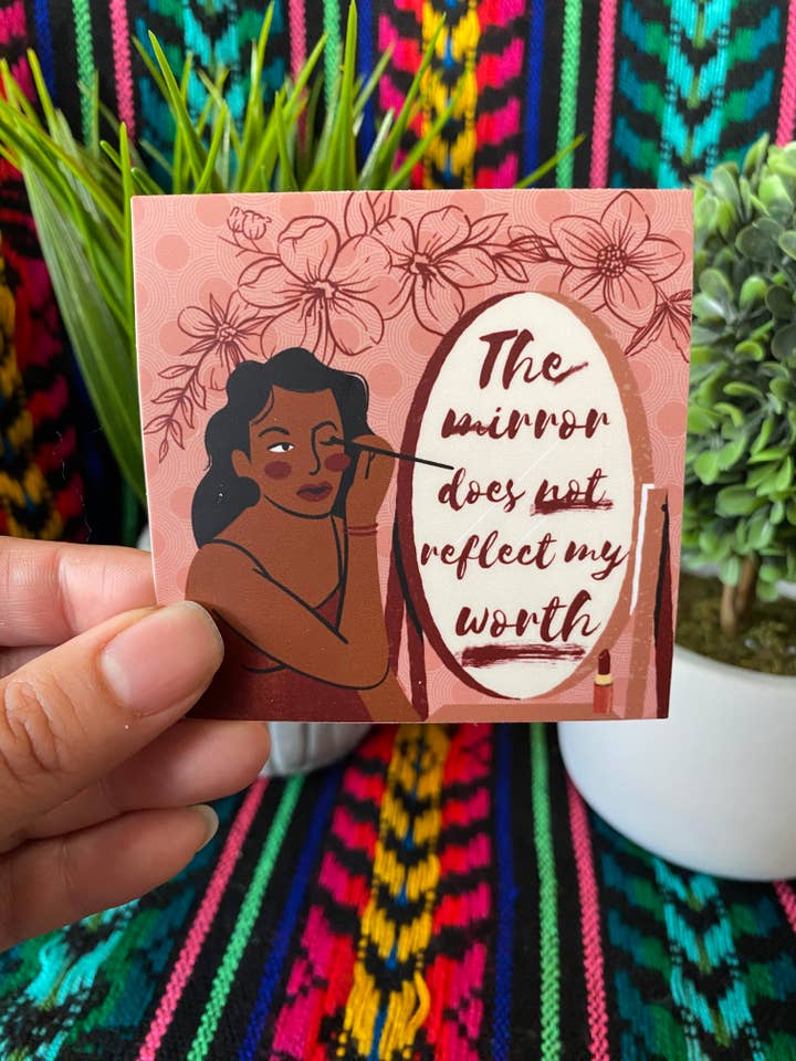 Adesivo positivo per il corpo in vinile opaco Mirror2, fustellato, da donna per la vendita all'ingrosso da parte di Las Chingonas Tambien Lloran